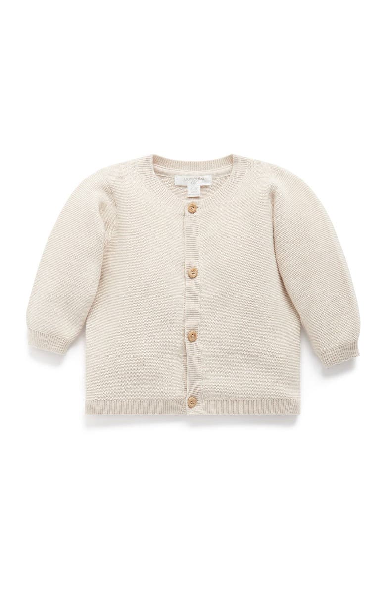 Purebaby Textured Knit Cardigan, Main, color, Wheat Melange
