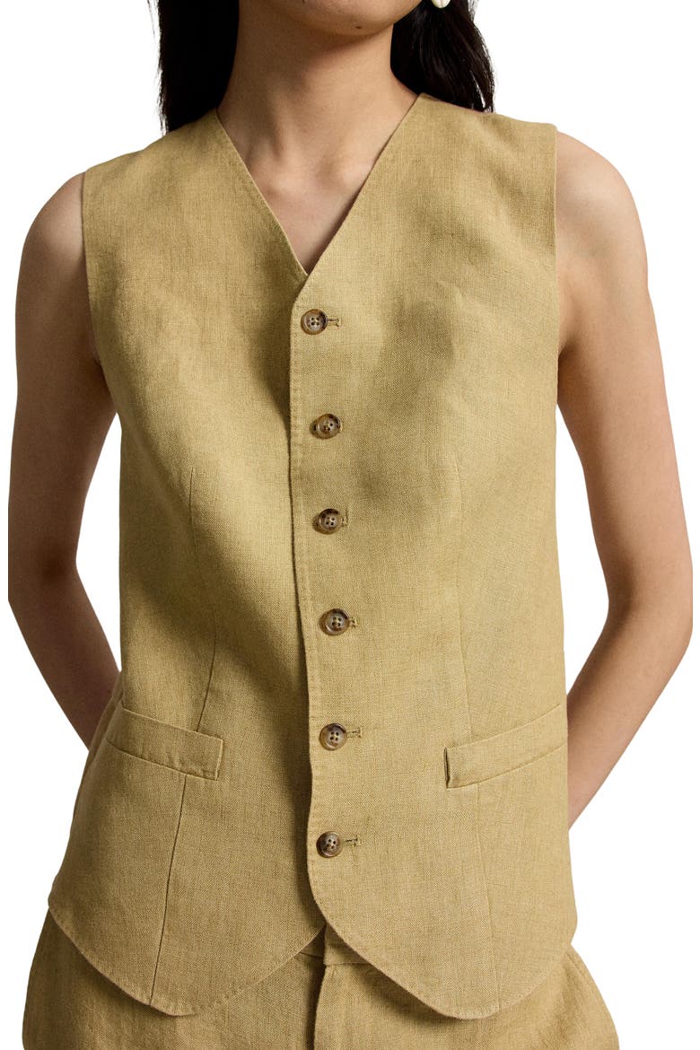 Délavé Linen & Cotton Vest, Alternate, color, CLASSIC CAMEL