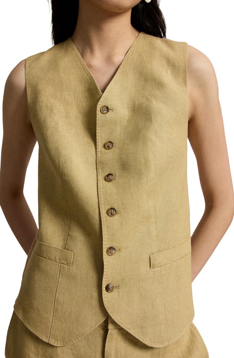 Polo Ralph Lauren Délavé Linen & Cotton Vest, Alternate, color, Classic Camel