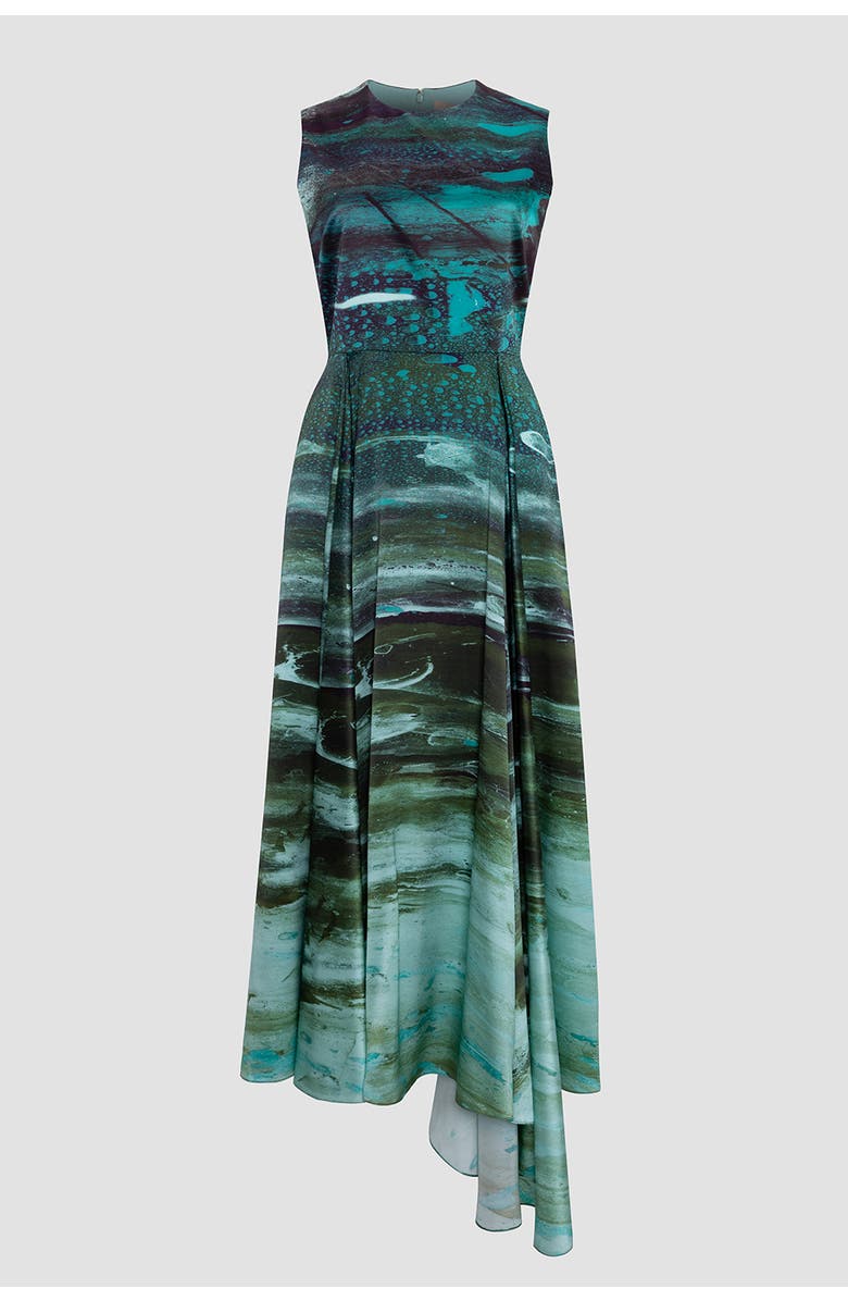 Roksanda Tera Printed Midi Dress, Alternate, color, Brush Teal / Mint