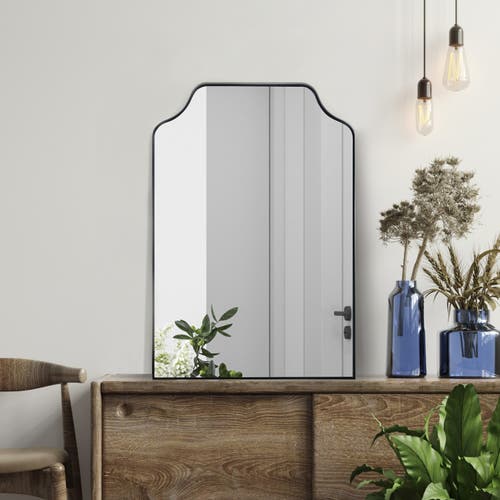 Jonathan Y Lindie Medium Scalloped-top Metal Framed Wall Mounted Mirror In Black