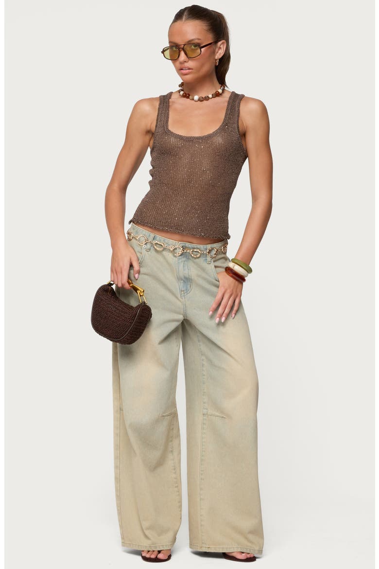 Eleora Sequin Knit Tank, Alternate, color, BROWN