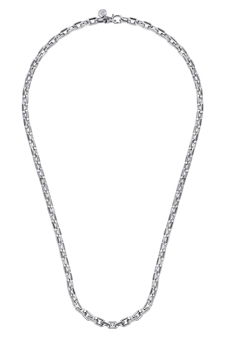 Men's Sterling Silver Faceted Link Chain Necklace, Alternate, color, STERLING SILVER