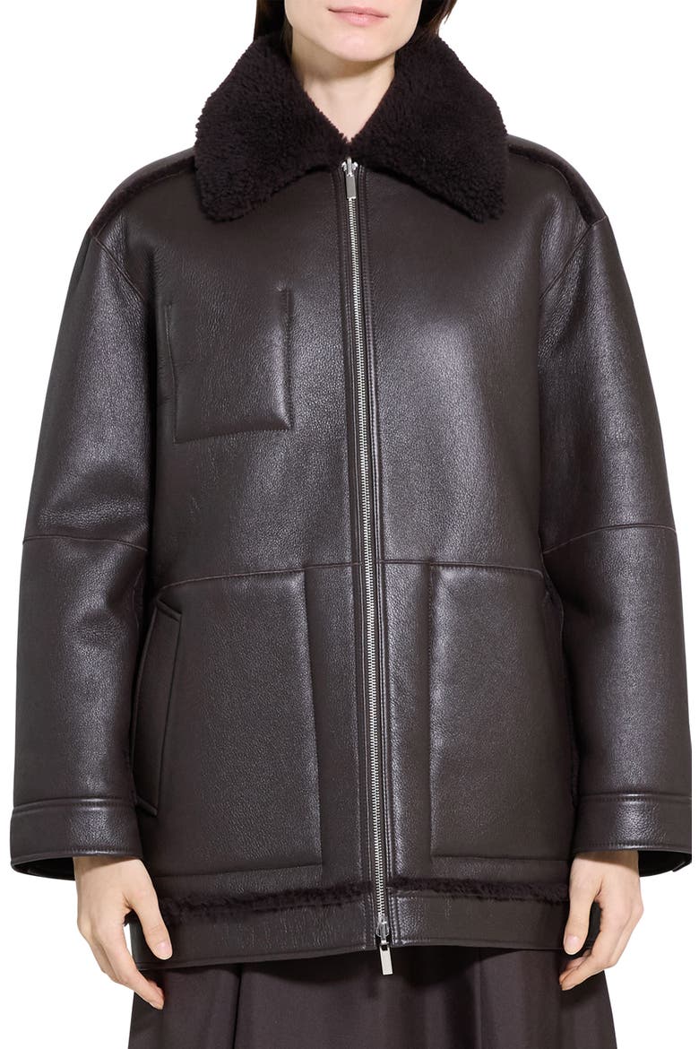 Genuine Shearling Reversible Coat, Main, color, CACAO