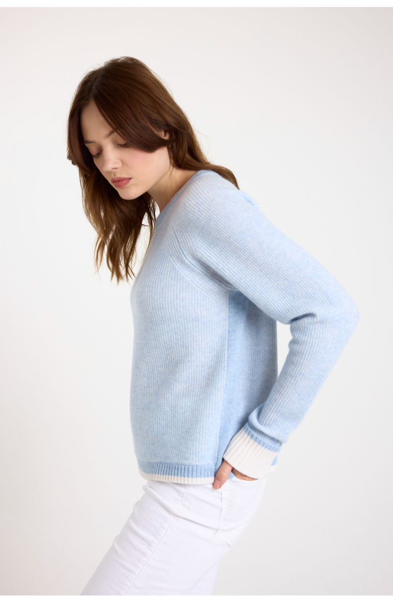 Brodie Pure Cashmere Irene Crew Neck 100% Cashmere Sweater, Alternate, color, Blue Mist