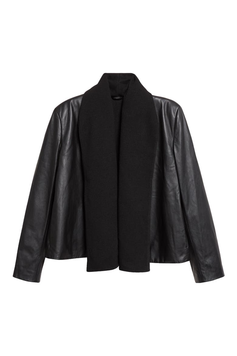 Scarf Leather Jacket, Main, color, BLACK