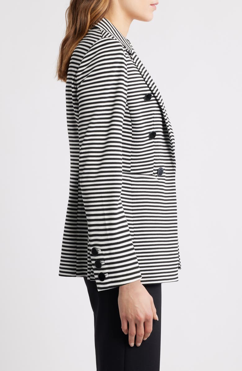 Anne Klein Stripe Knit Blazer, Alternate, color, Anne Black/ White Dove