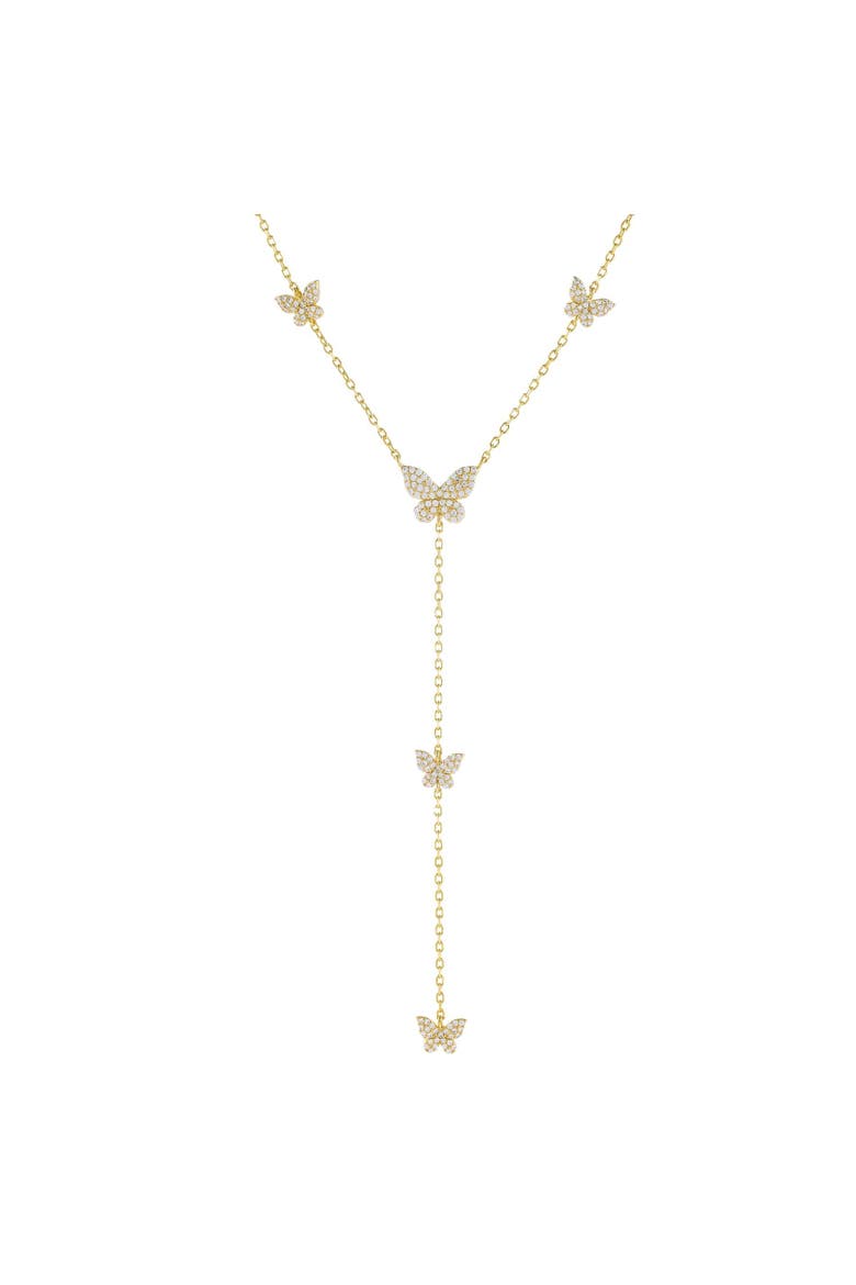 Pavé Butterfly Lariat Necklace, Main, color, Gold