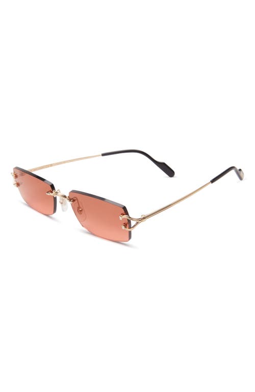 Cartier 56mm Rimless Rectangular Sunglasses In Pink