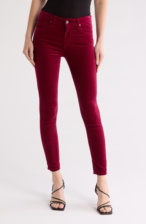 Farrah High Waist Ankle Skinny Velvet Jeans