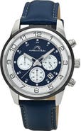 PORSAMO BLEU Arthur Chronograph Leather of Silicone Strap Watch, 44mm
