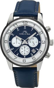 PORSAMO BLEU Arthur Chronograph Leather of Silicone Strap Watch, 44mm