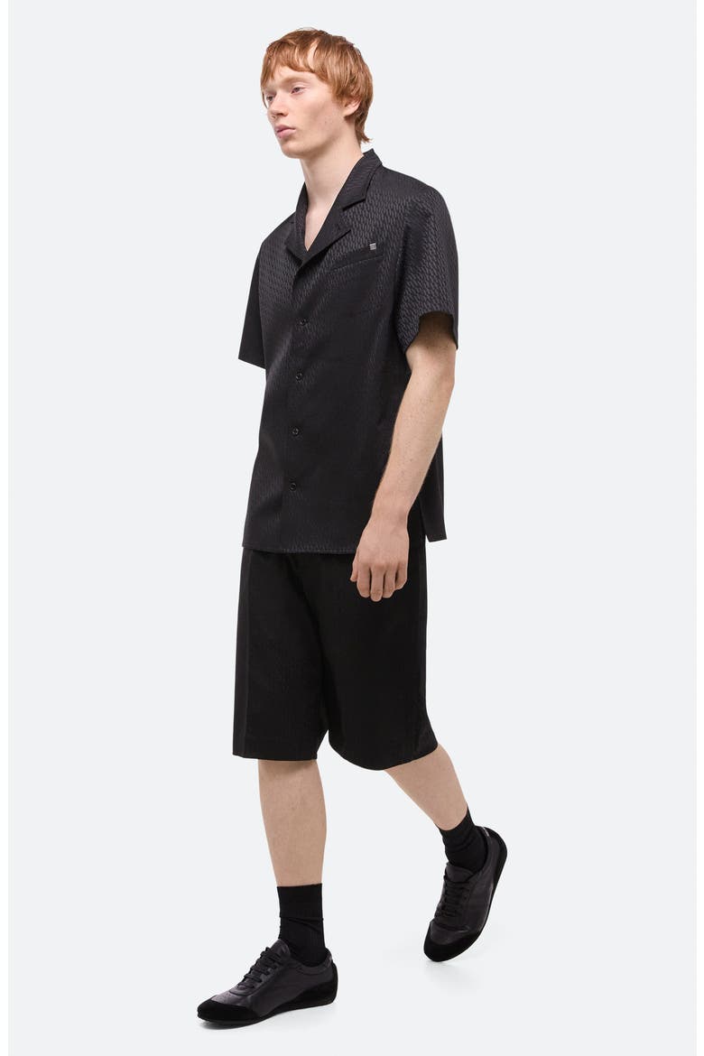 Modest Jacquard Satin Camp Shirt, Alternate, color, BLACK/ BLACK