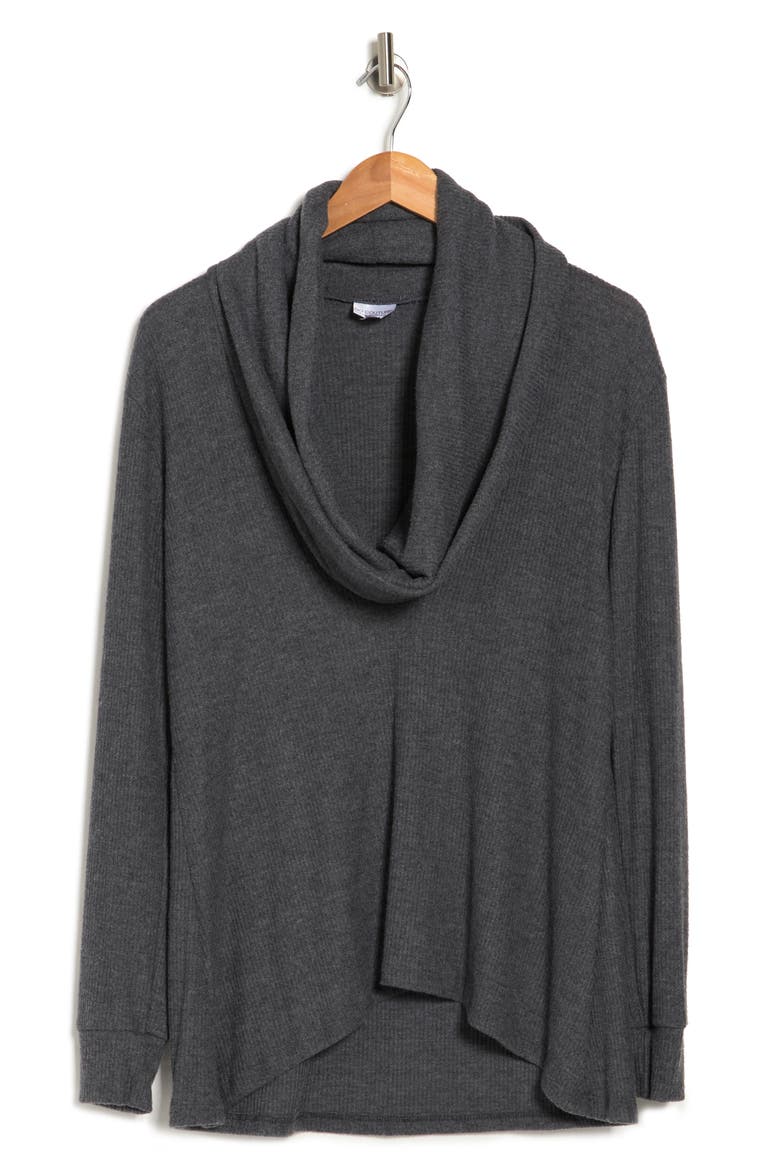 Cowl Neck Long Sleeve Sweater, Alternate, color, GREY