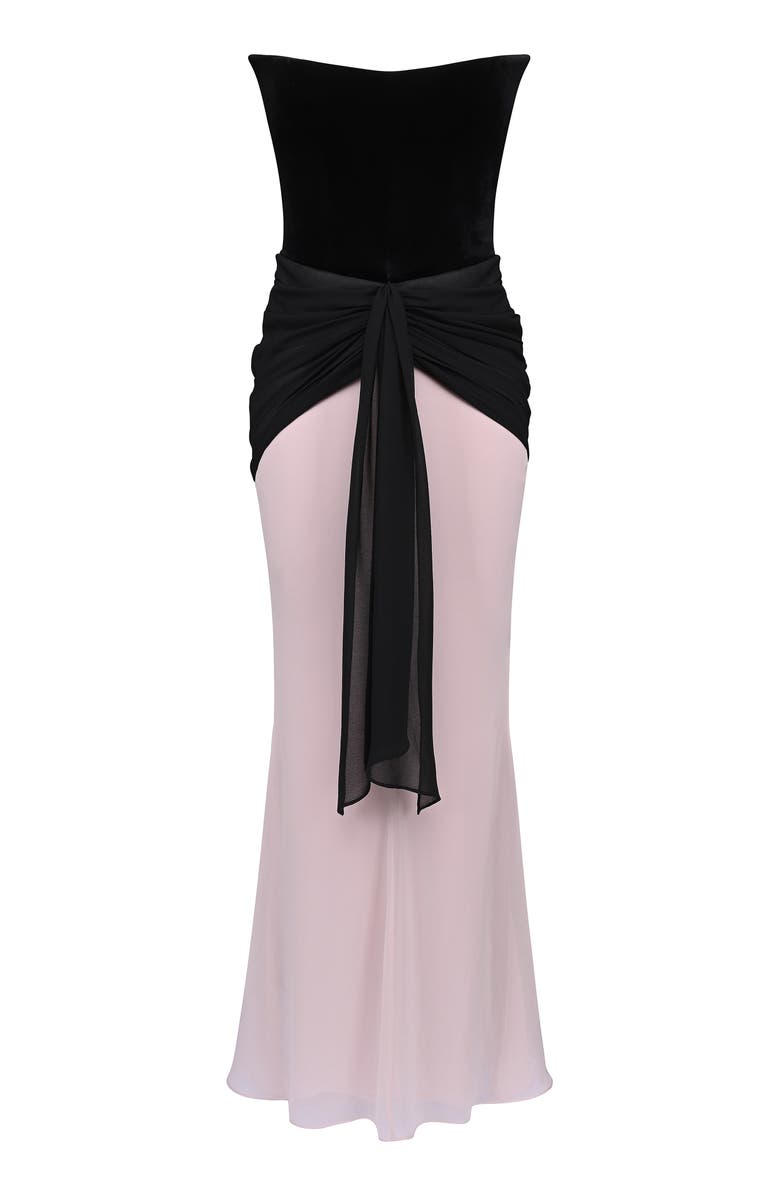 HOUSE OF CB Clara Velvet & Chiffon Drape Corset Gown, Alternate, color, 