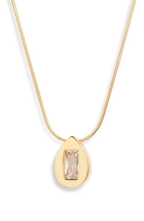 Nordstrom Demi Fine Cubic Zirconia Teardrop Pendant Necklace In 14k Gold Plated