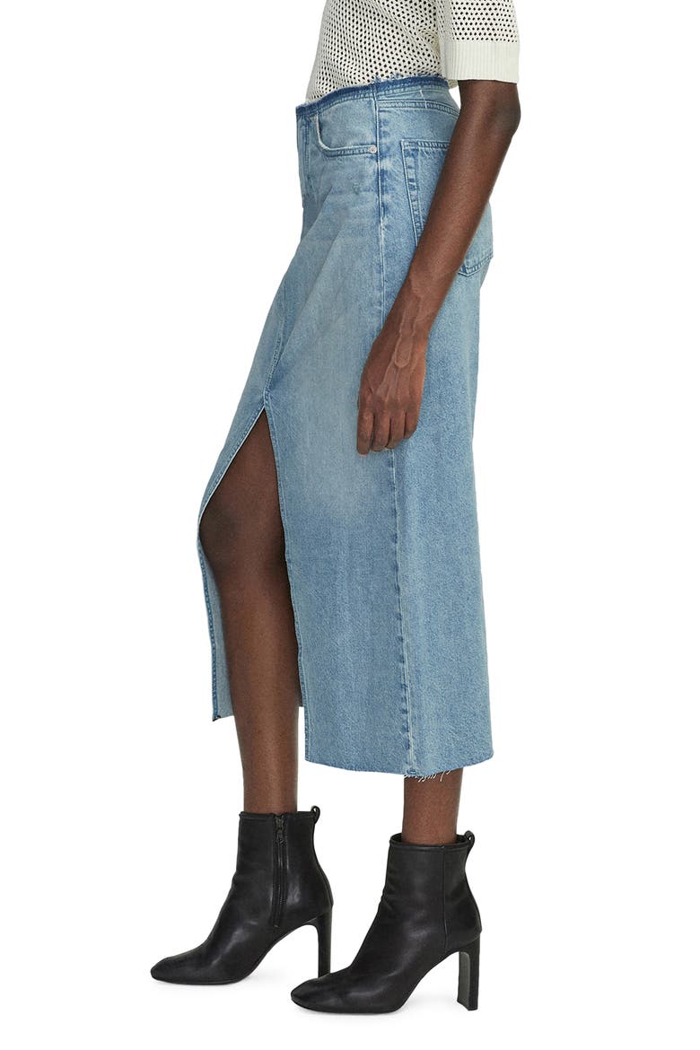 Clara Raw Edge Cotton Denim Skirt, Alternate, color, ERIN