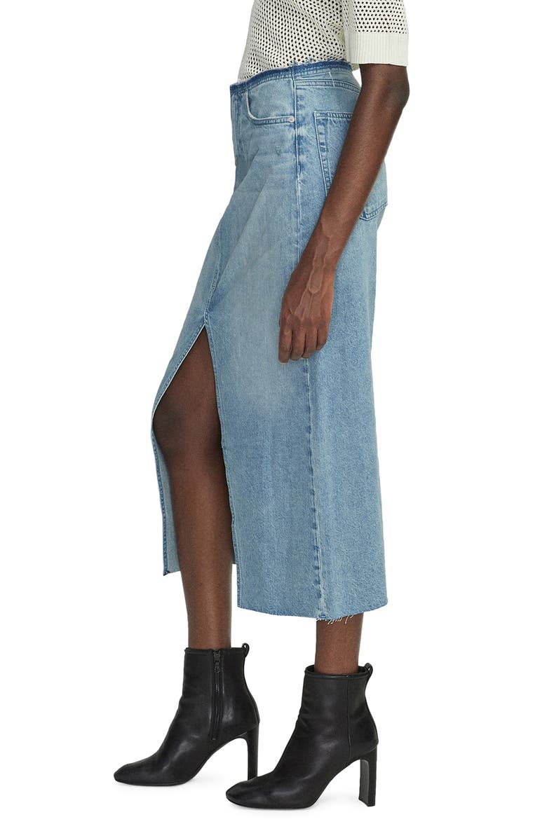 rag & bone Clara Raw Edge Cotton Denim Skirt, Alternate, color,