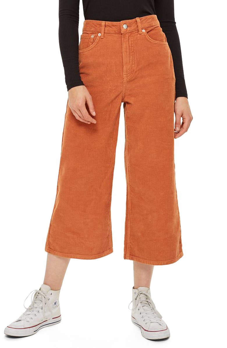 Topshop Wide Leg Corduroy Trousers, Main, color, 