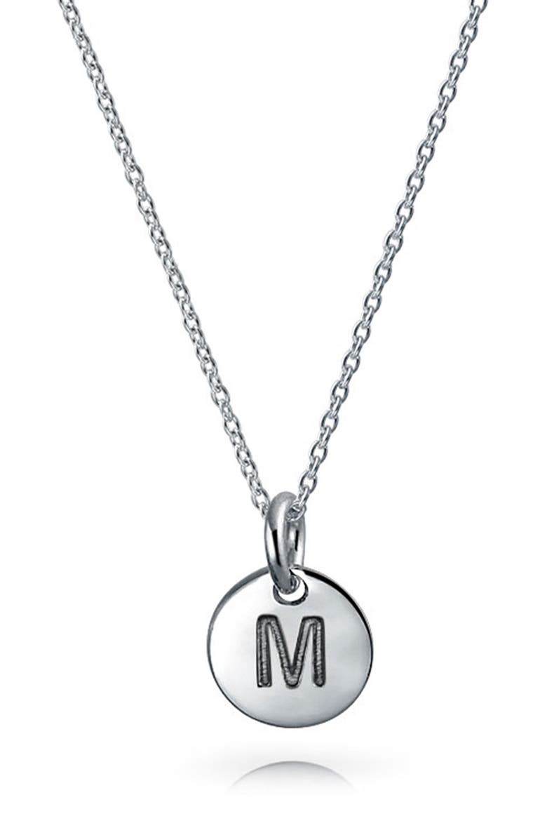 Minimalist Sterling Silver Initial Pendant Necklace, Main, color, SILVER - M
