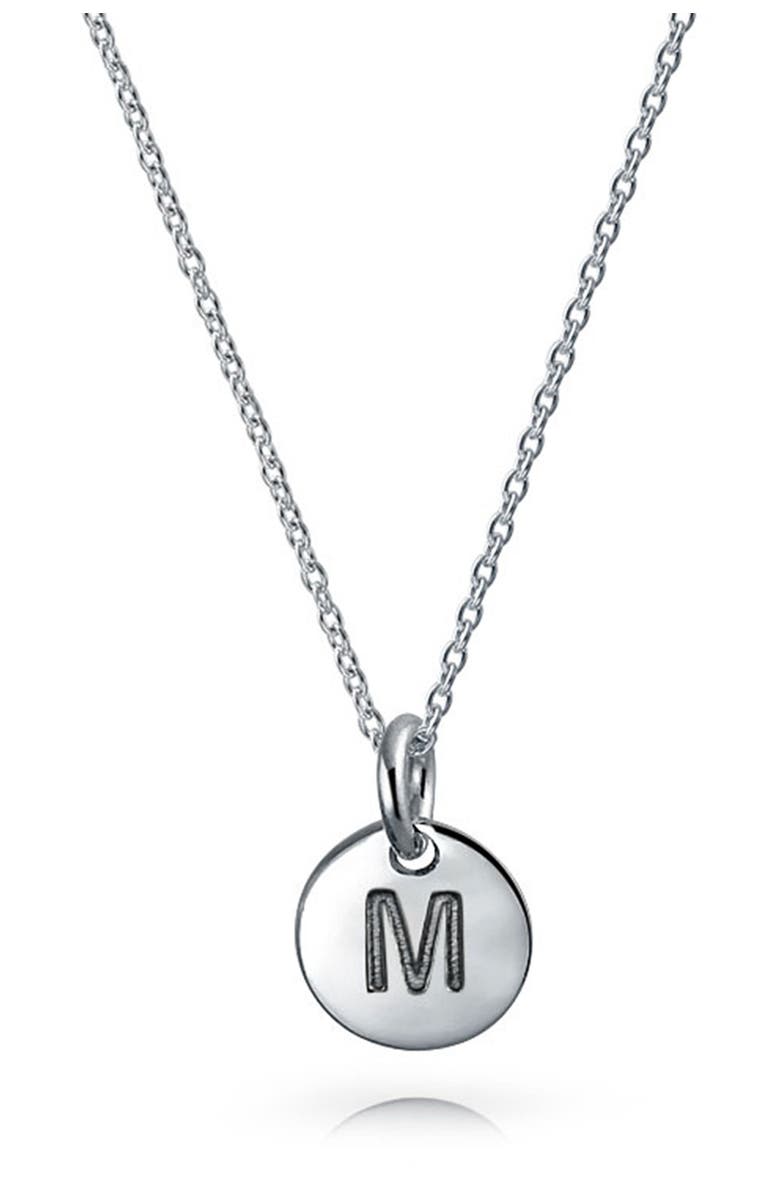 BLING JEWELRY Minimalist Sterling Silver Initial Pendant Necklace, Main, color, Silver - M