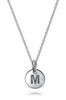 BLING JEWELRY Minimalist Sterling Silver Initial Pendant Necklace