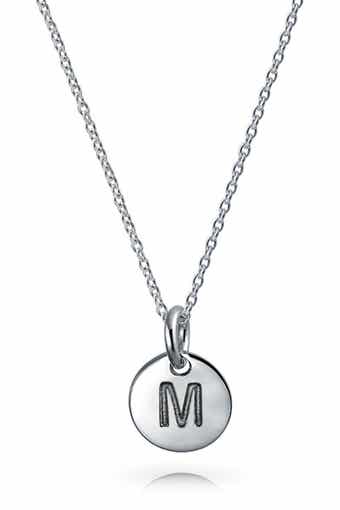 BLING JEWELRY Minimalist Sterling Silver Initial Pendant Necklace