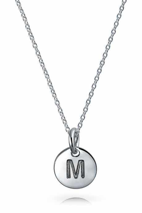 BLING JEWELRY Minimalist Sterling Silver Initial Pendant Necklace