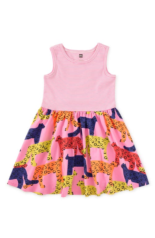 Tea Collection Print Mix Tank Skirted Dress In Pink