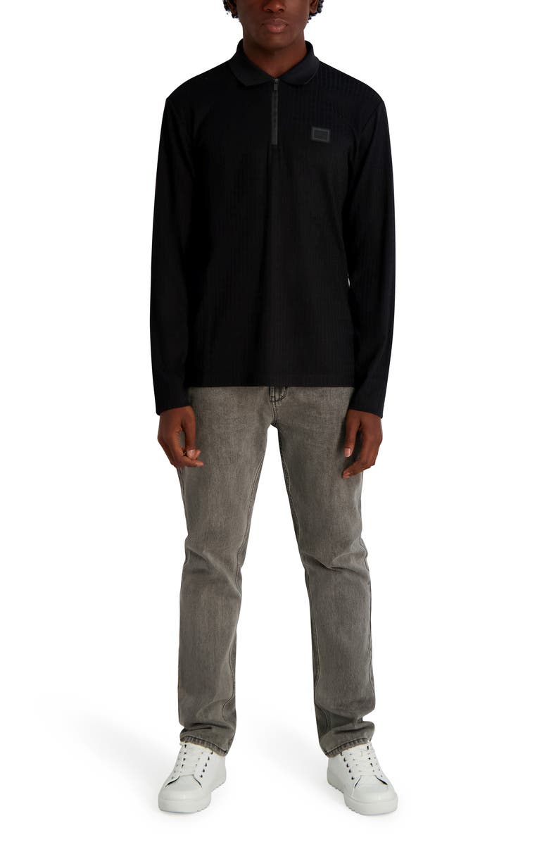 KARL LAGERFELD PARIS Quarter Zip Knit Polo, Alternate, color, Black