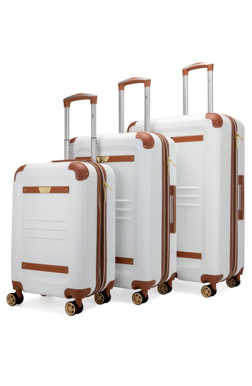 19v69 Italia Vintage 3 Piece Expandable Spinner Luggage Set In White