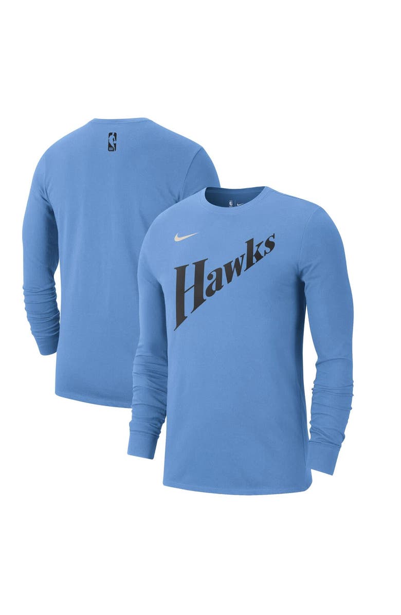 Nike Men's Nike Light Blue Atlanta Hawks 2024/25 City Edition Essential Logo Long Sleeve T-Shirt, Alternate, color, 