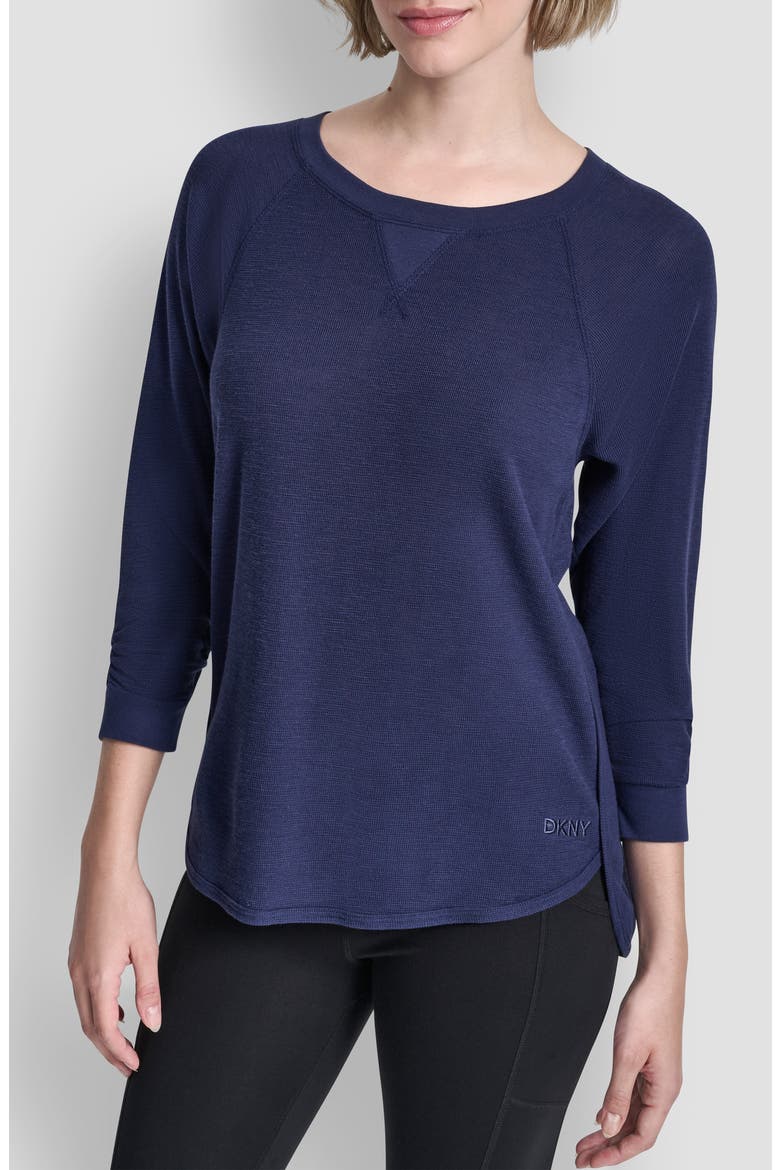 Slub Waffle High-Low T-Shirt, Main, color, PEACOAT