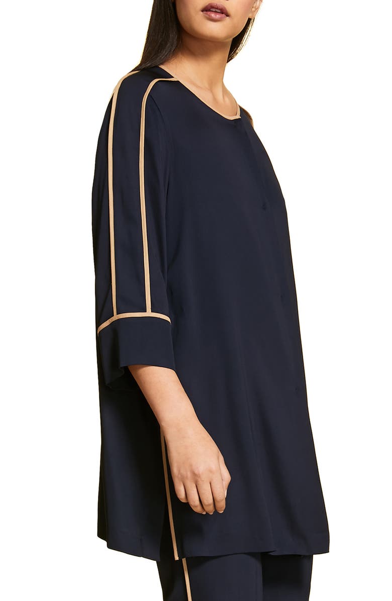 Marina Rinaldi Fantasia Stripe Detail Long Jacket, Main, color, 