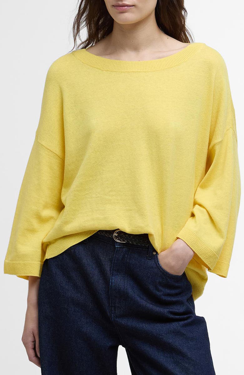 Barbour Lucy Jersey Cotton & Linen Sweater, Main, color, Sunray Yellow