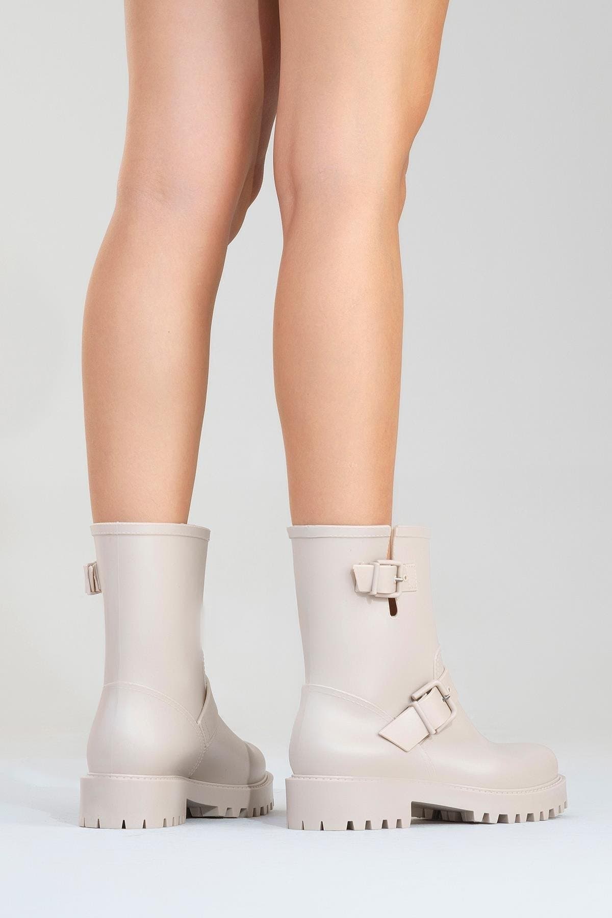Zone Rain Boot, Alternate, color, Beige Faux Leather