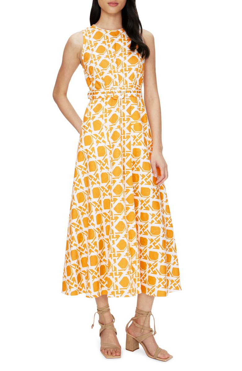 DVF Elliot Geometric Print Belted Midi Dress, Alternate, color, 