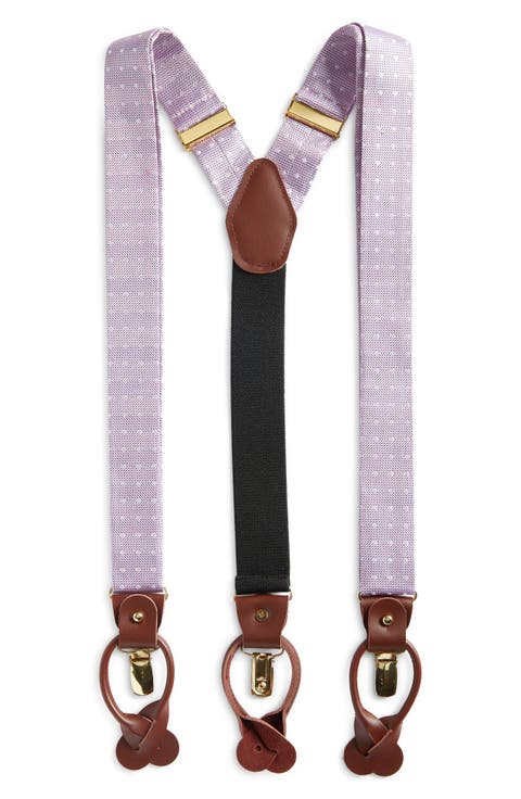 Lavender Polka Dot Silk Suspenders