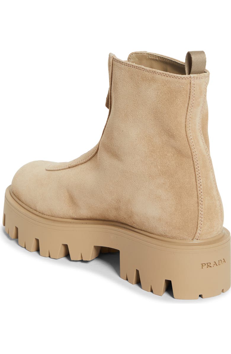 Prada Zip Front Lug Bootie, Alternate, color,