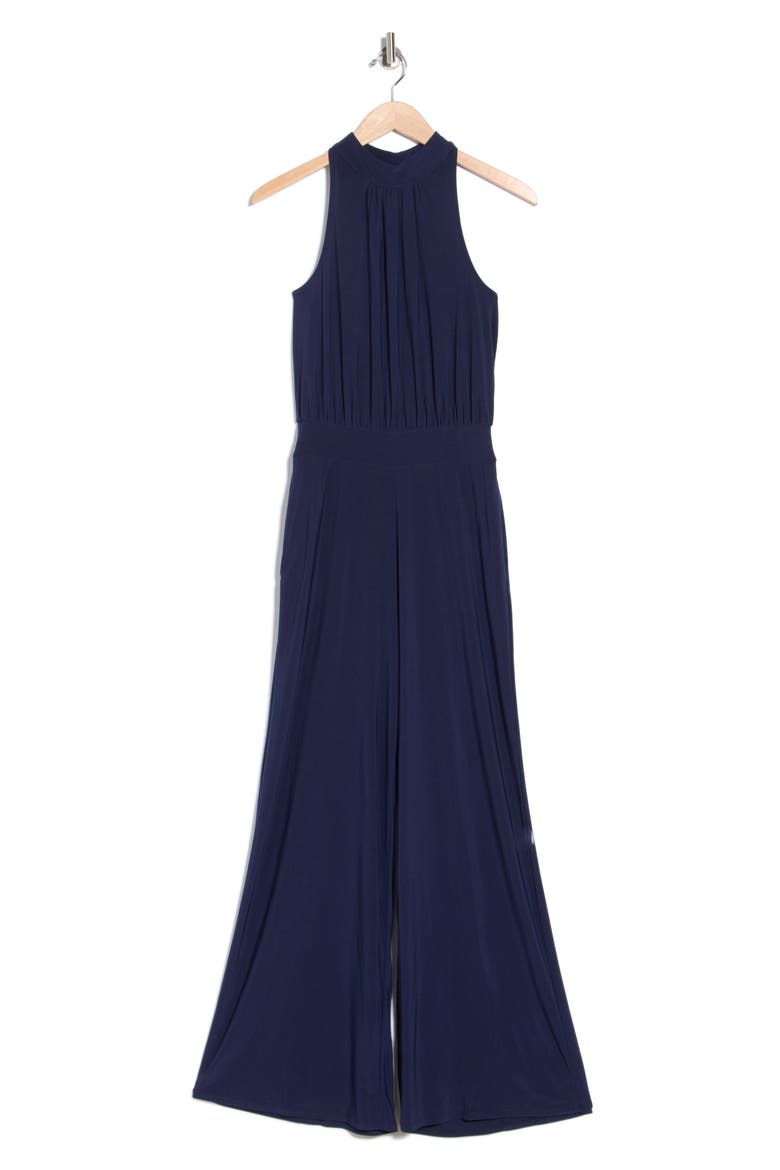 Halter Neck Wide Leg Jumpsuit, Alternate, color, NAVY