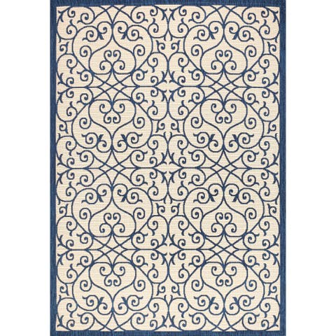 Madrid Vintage Filigree Textured Weave Indoor/Outdoor Area Rug