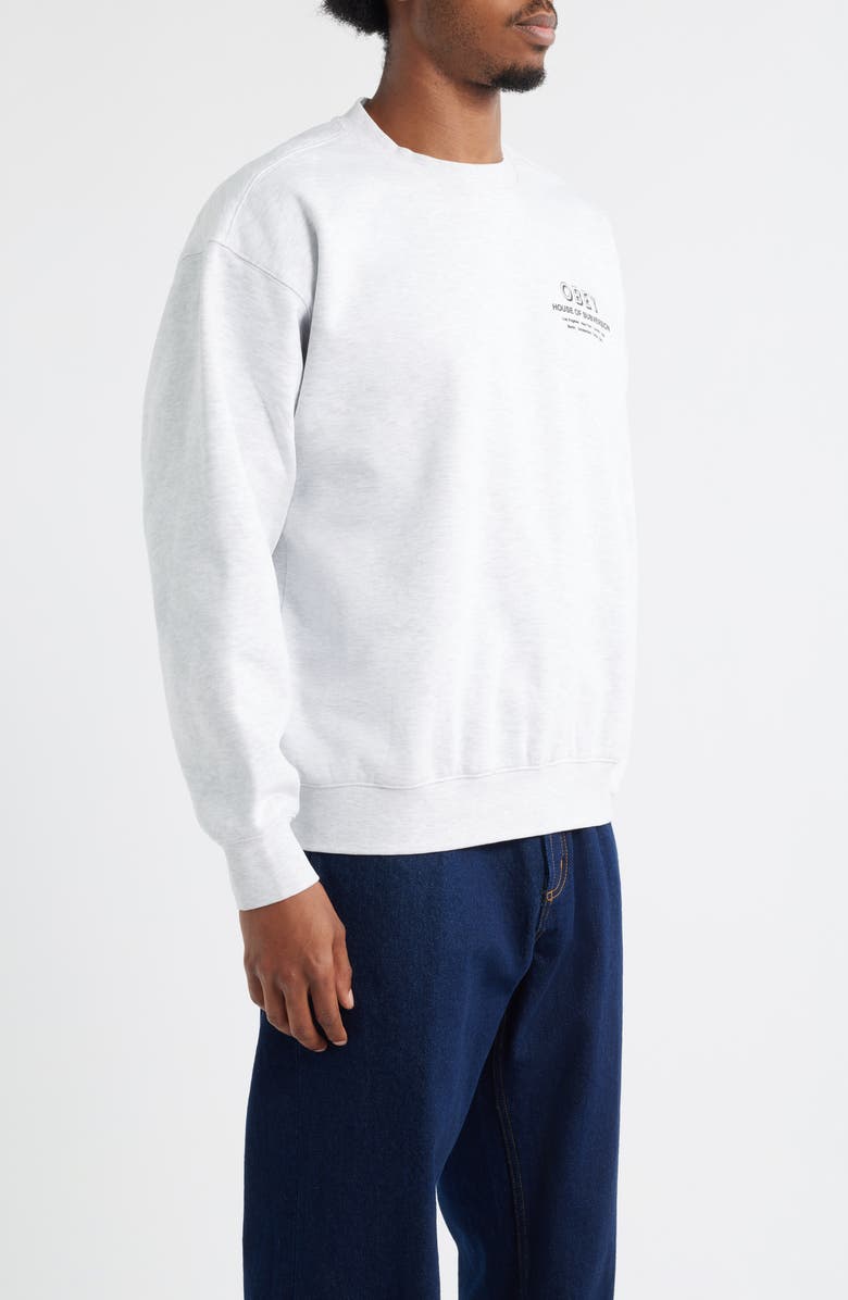 Obey House of Subversion Crewneck Sweatshirt, Alternate, color, Heather Grey