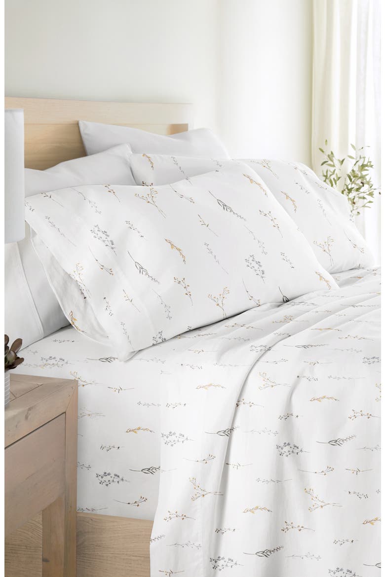 300 Thread Count Cotton Sateen Sheet Set, Alternate, color, WILD GARDEN WHITE