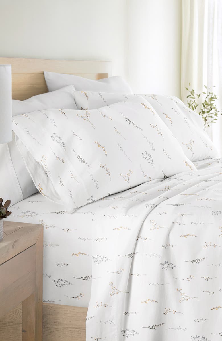 HOMESPUN 300 Thread Count Cotton Sateen Sheet Set, Alternate, color, Wild Garden White