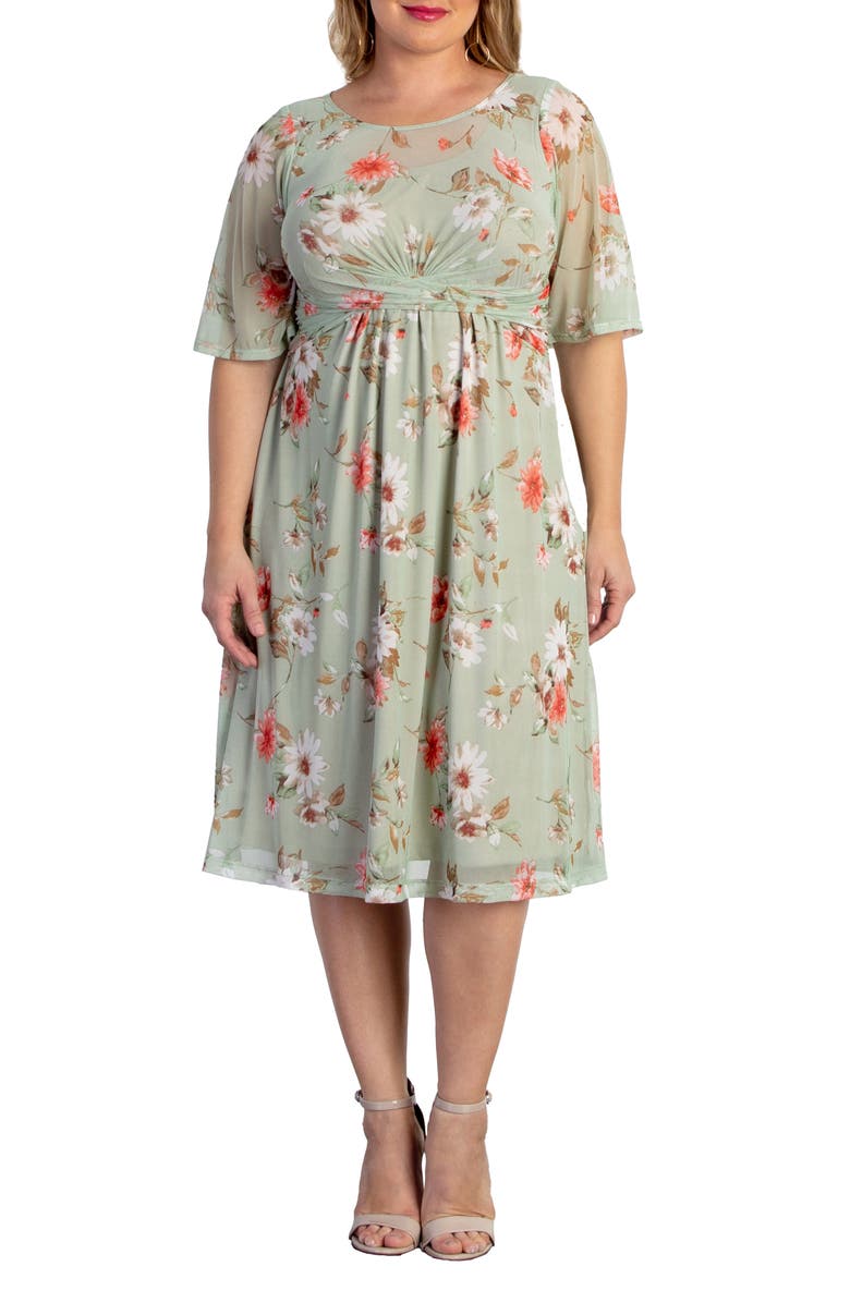 Kiyonna Katarina Floral Party Dress, Main, color, 