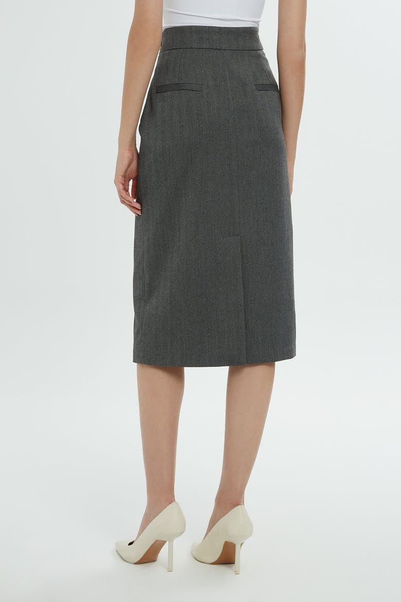 Zippered Midi Grey Pencil Skirt, Alternate, color, Grey