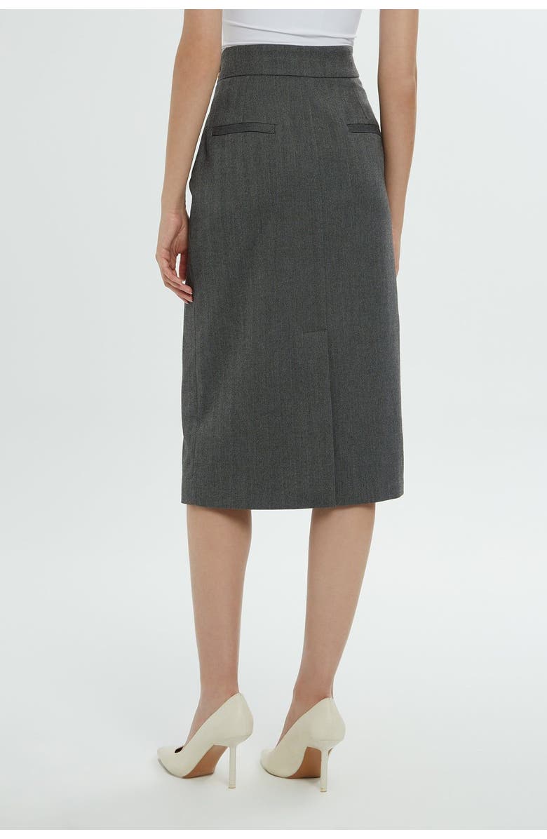 Gizia Zippered Midi Grey Pencil Skirt, Alternate, color, Grey
