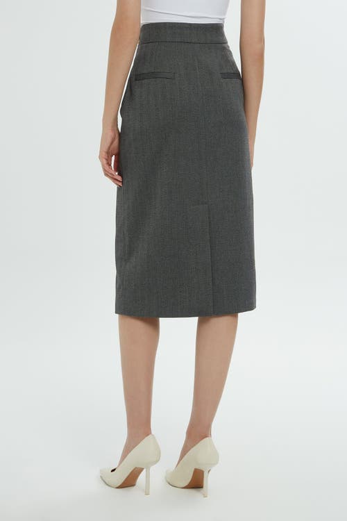 Gizia Zippered Midi Grey Pencil Skirt In Gray