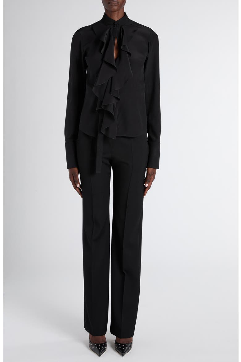High Waist Wool Straight Leg Tux Pants, Alternate, color, BLACK