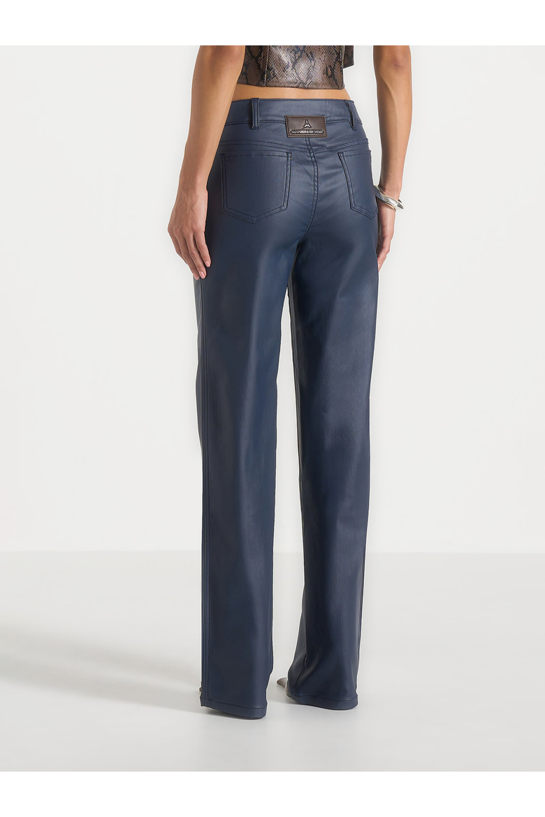 Florence Wax Effect High Rise Straight Leg Jeans, Alternate, color, Indigo